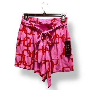 NWT Gibson Pink Red Chain Link Pattern Shorts Paper Bag McBling XXSP